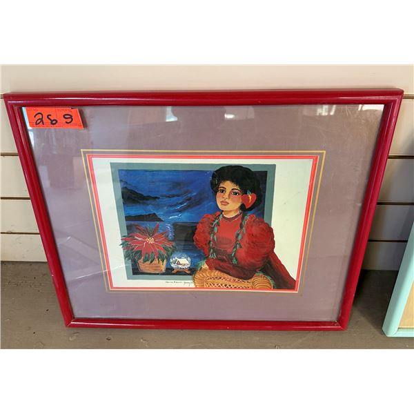 Hawaiian Woman Artwork by Diana Hansen Young,  21" x 17", Framed & Matted
