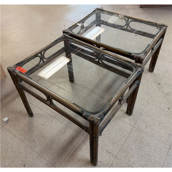 Qty 2 Side Tables w/ Clear Tops 29" x 22" x 22"H