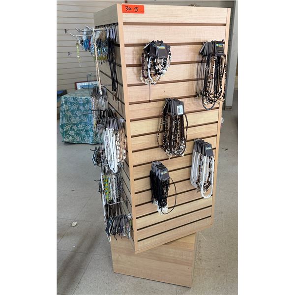 Display Rack & Contents: Charming Shark Necklaces, Bead Bracelets, String Necklaces w/ Pendants, etc