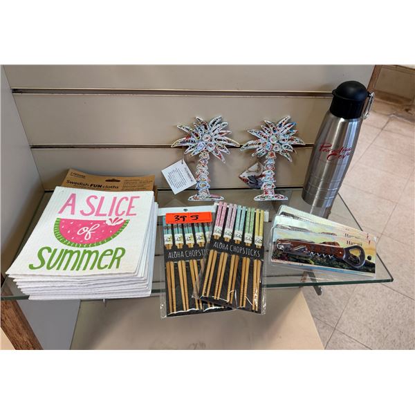 Multiple Slice of Summer Cloths, Aloha Chopsticks, Bottle Openers, etc