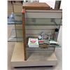 Image 1 : Wooden Multi-Section Display Rack w/ Glass Shelves (contents not included)