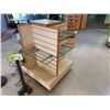 Image 3 : Wooden Multi-Section Display Rack w/ Glass Shelves (contents not included)