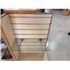 Image 6 : Wooden Multi-Section Display Rack w/ Glass Shelves (contents not included)