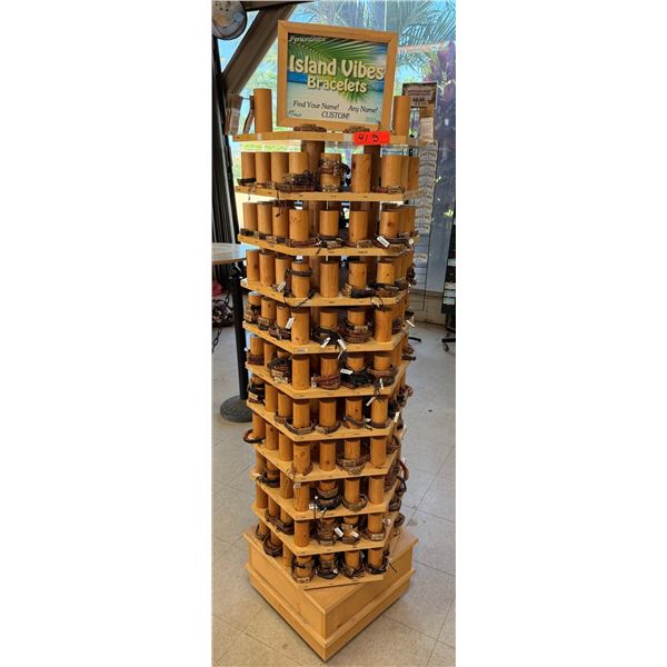 Display Rack w/ Multiple Island Vibes Hawaiian Name Bracelets