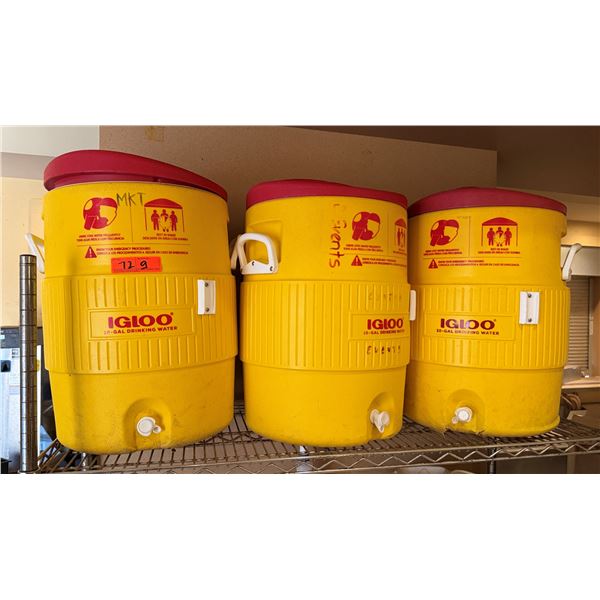 Qty 3 Igloo 10-Gallon Coolers w/ Lids