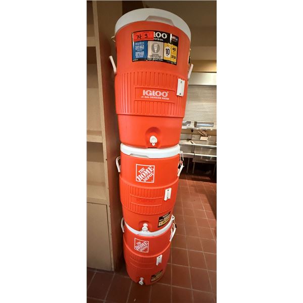 Qty 3 Igloo Home Depot 10-Gallon Coolers w/ Lids