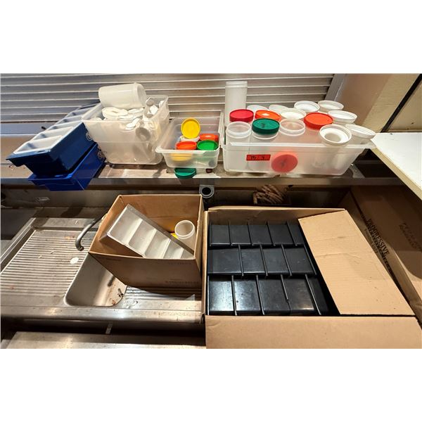 Multiple Plastic Containers, Condiment Caddies, etc