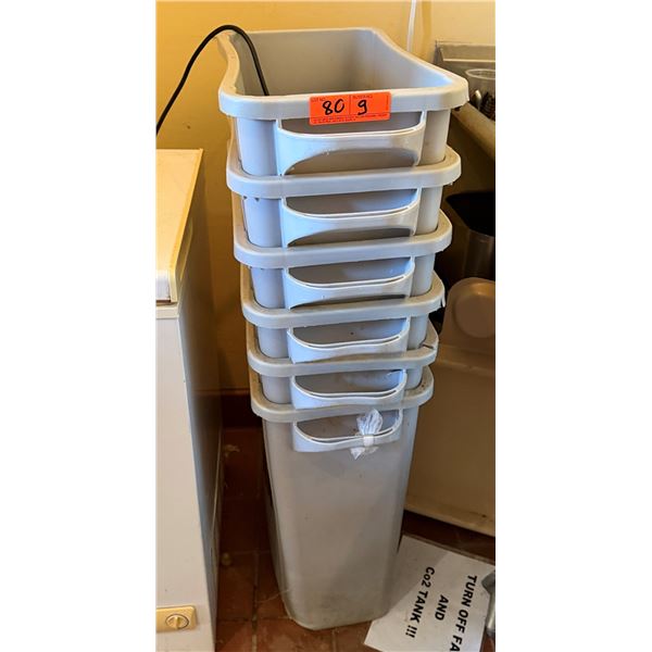 Qty 6 Stacking Plastic Waste Bins