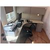 Image 1 : L-Shaped Desk w/ Hutch 72" x 21" x 91", Chair & Contents: Xerox Printer, HP Elitedesk, Monitor, etc