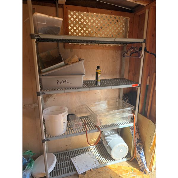 Metro Max Q Antimicrobial Shelving Unit & Contents: Plastic Containers, etc