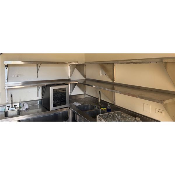 Qty 6 Wall-Mount Metal Shelving Sections, Misc Sizes