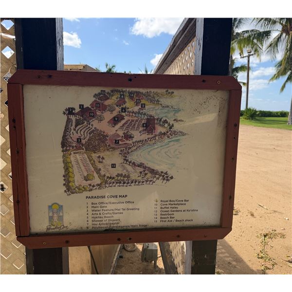 Paradise Cove Map, Wood Framed 26" x 20"