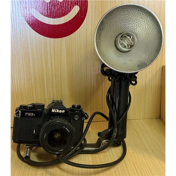 Nikon FM3A 35mm Film SLR Camera w/ AF NIKKOR 28mm f/2.8D Lens & Lumedyne Flash Bracket