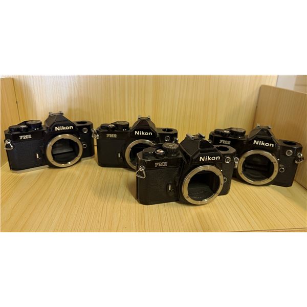 Qty 4 Nikon FM2 35mm Film SLR Camera Bodies (for parts or repair)