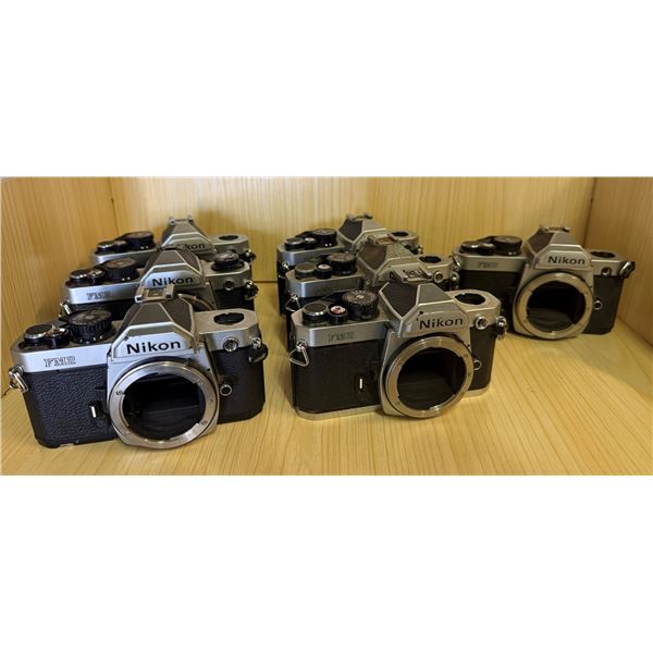 Qty 7 Nikon FM2 35mm Film SLR Camera Bodies (for parts or repair)
