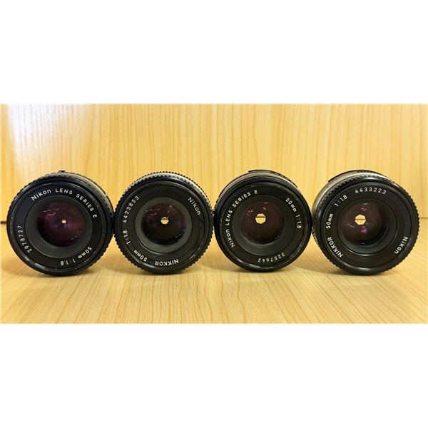Qty 4 Nikon 50mm f/1.8 Manual Focus Lenses, Misc Variations Nikkor & Series E