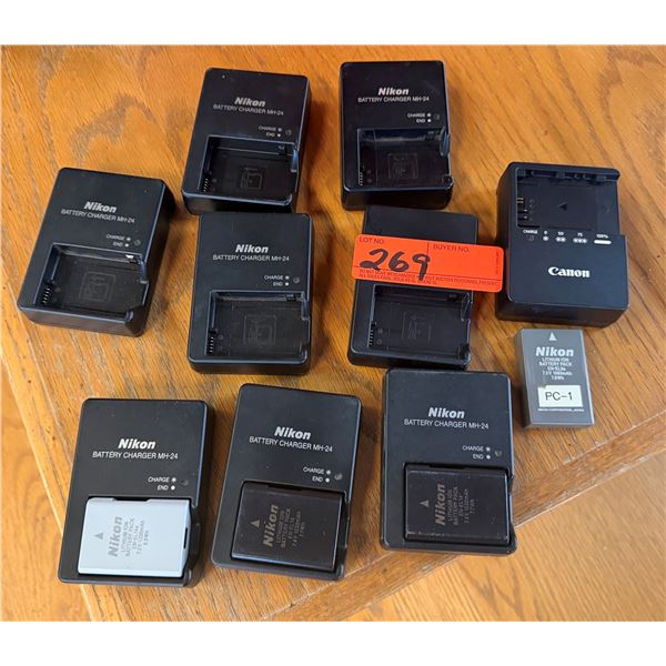 Qty 8 Nikon MH-24 Quick Chargers & 1 Canon Charger