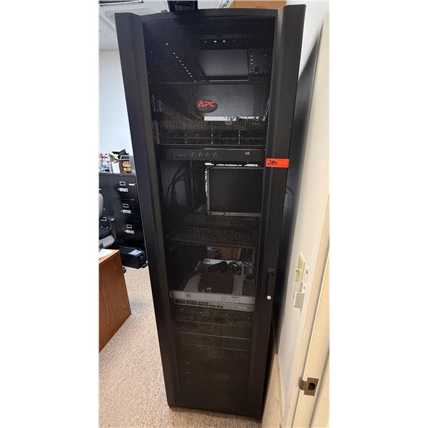 APC NetShelter Server Rack w/ Servers, Keyboard/Mouse Tray & Monitor, Network Switches, Power Suppli