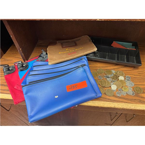 Multiple Bank Bags, Cash Drawer Insert & Luau Coins