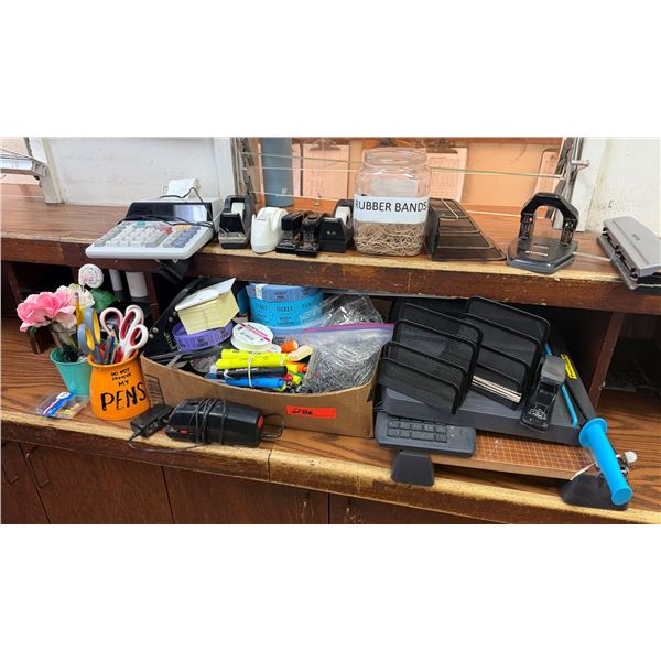 Multiple Office Supplies: Calculator, Sorters, Tickets, Markers, Staplers, Tape, Hole Punches, etc