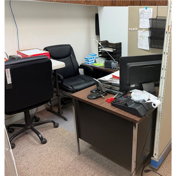 Office Cubicle w/ Separator 49" x 51" &  L-Shaped Desk (chairs not included)