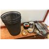Image 1 : Qty 3 Wire Wastebaskets, Calculator, Misc Tape, Scissors, etc