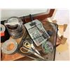 Image 2 : Qty 3 Wire Wastebaskets, Calculator, Misc Tape, Scissors, etc