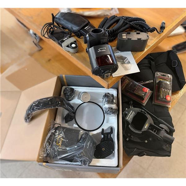 Strobies Lighting Kit, Pro-Flash TLi-C or TLi-N Speedlight, Battery Pack, Bracket, Cords, etc