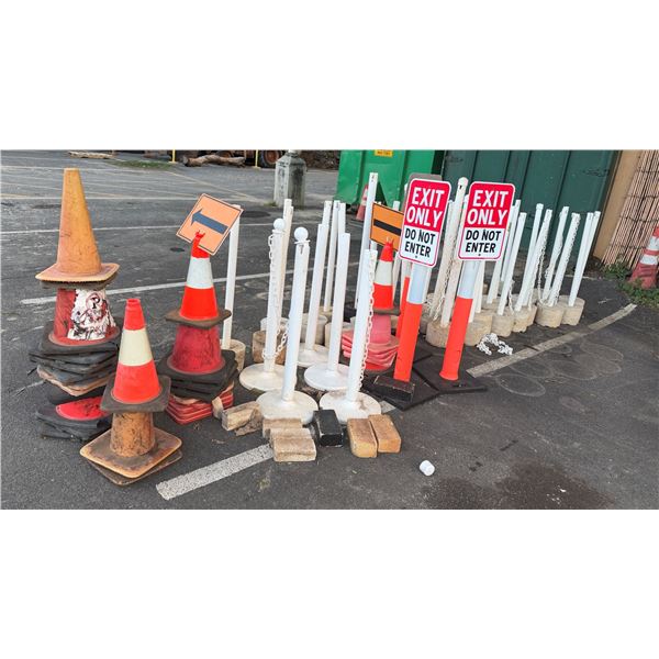 Multiple Delineators, Traffic Cones, Exit Signs, etc