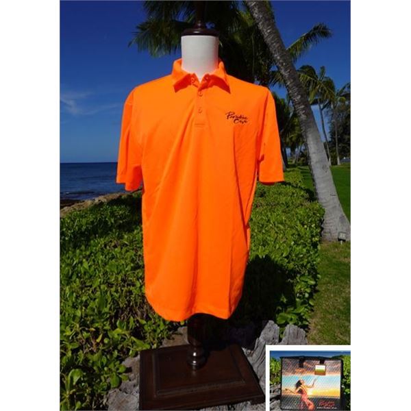Qty 6 NEW Orange Security Polo Shirts w/ Paradise Cove Hot/Cold Bag (1-L/1-XL/4-2XL)