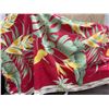 Image 2 : Qty 20 Red Floral Print Luau Tablecloths w/ Skirting & Elastic 96" x 24"