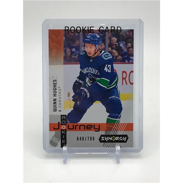 2019-20 UPPER DECK ROOKIE JOURNEY QUINN HUGHES 640/799 TRADING CARD