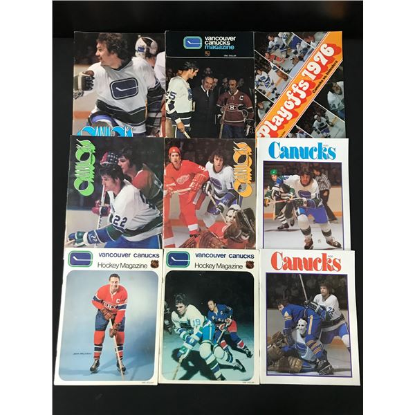 LOT OF 9 VINTAGE VANCOUVER CANUCKS PROGRAMS