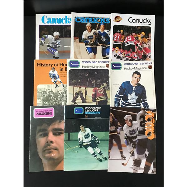 LOT OF 9 VINTAGE VANCOUVER CANUCKS PROGRAMS