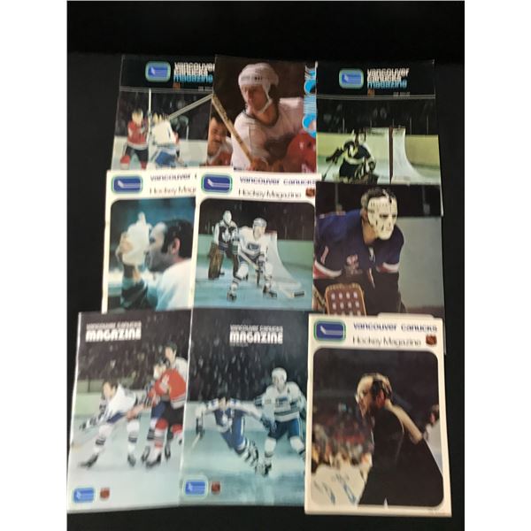 LOT OF 9 VINTAGE VANCOUVER CANUCKS PROGRAMS