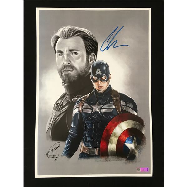 CHRIS EVANS SIGNED CAPTAIN AMERICA 11 X 18 PRINT - COA