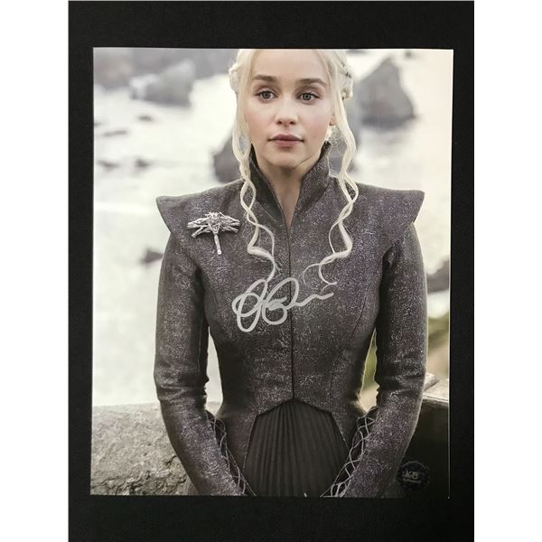 EMILIA CLARKE SIGNED GAME OF THRONES 8X10 - KB COA