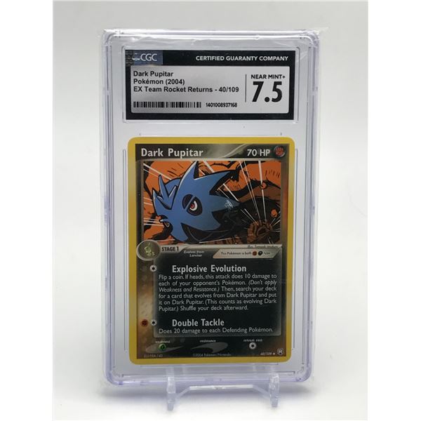DARK PUPITAR POKEMON (2004) EX TEAM ROCKET RETURNS 40/109 - CGC GRADE 7.5