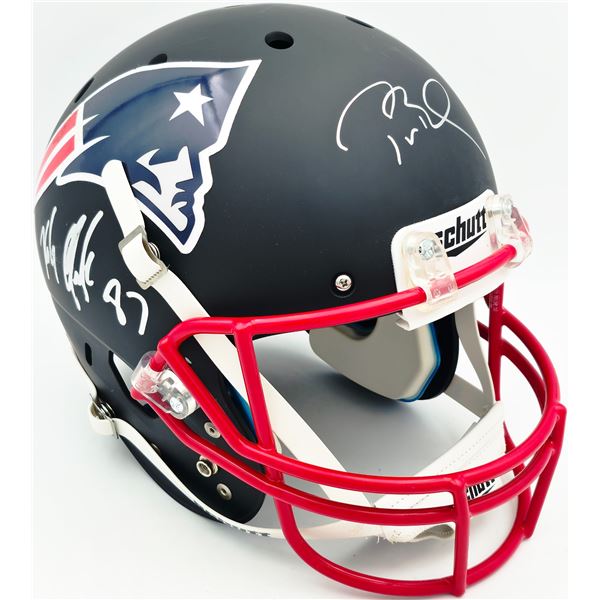 TOM BRADY, ROB GRONKOWSKI AND JULIAN EDELMAN SIGNED FULL SIZE PATRIOTS HELMET (BECKETT COA)