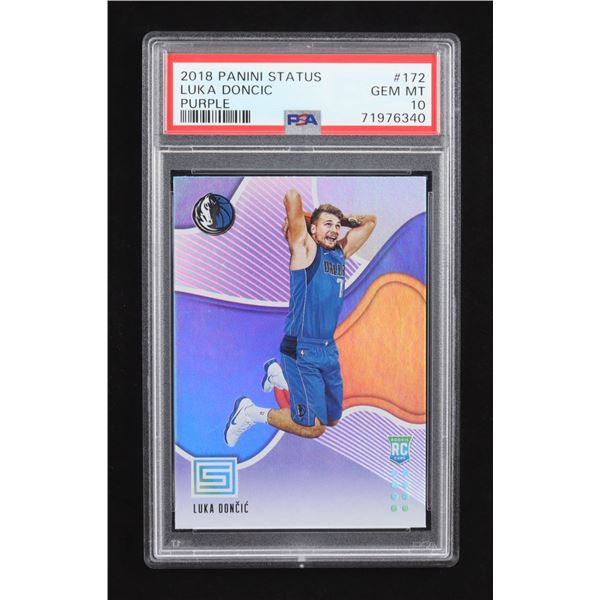 2018 PANINI STATUS LUKA DONCIC PURPLE ROOKIE CARD - PSA GRADE 10