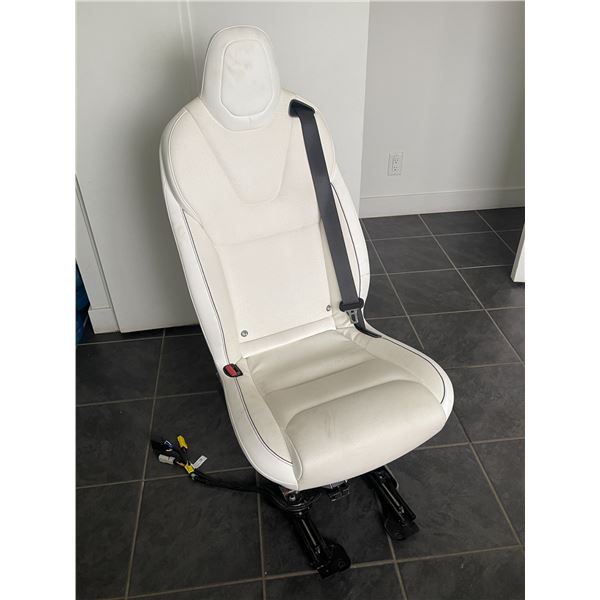 White leather Tesla seat