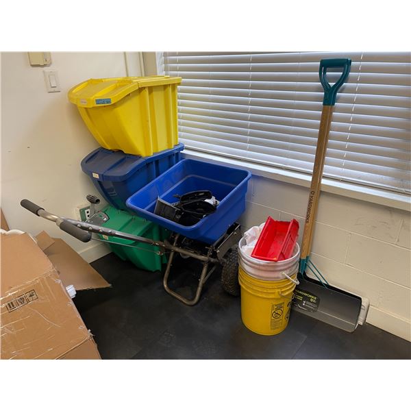 Group - Recycling bins, salt spreader, snow shovels, gloves, etc.