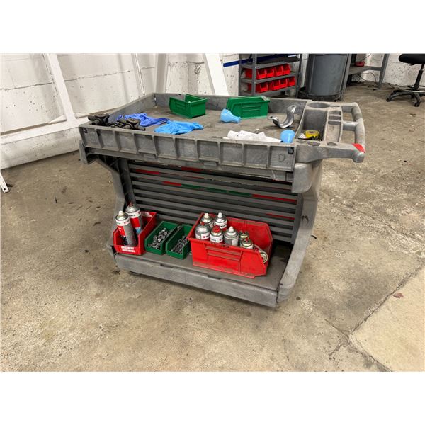 Rolling tool cart we/ organizers & contents including galvanized nuts & bolts