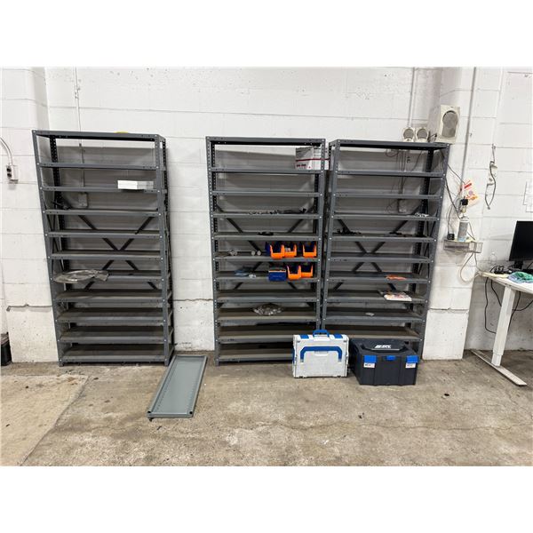 Storage racks & contents including parts case w/ plastic fasteners