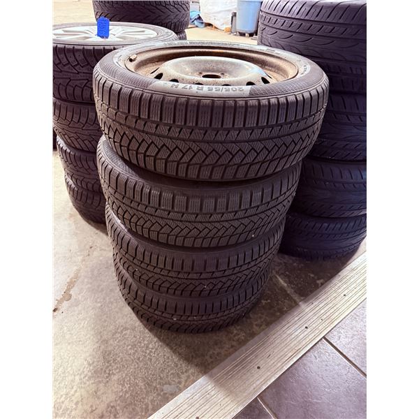 4X CONTINENTAL WINTER CONTACT 205/55R17 ON STEEL RIMS