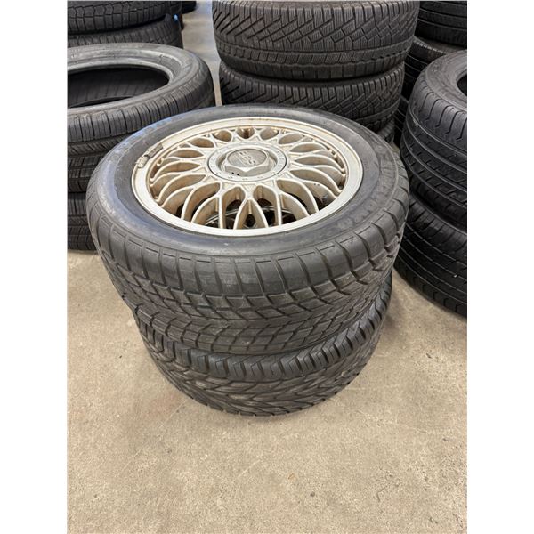 2X SUMITOMO HTR502 P205/502R15  ON ALLOW BBS RIMS - ONE MISSING CENTERCAP
