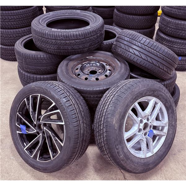 LARGE GROUP OF TIRES & WHEELS - VARIOUS SIZES & BRANDS