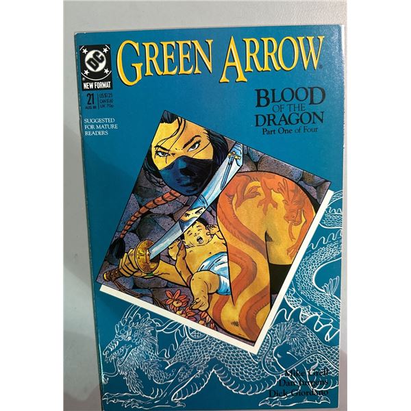 Green Arrow #21 (DC, 1989) Blood of the Dragon Pt 1. Batman Movie Ad Back