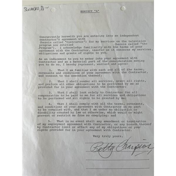 Bettye Swann signed contract