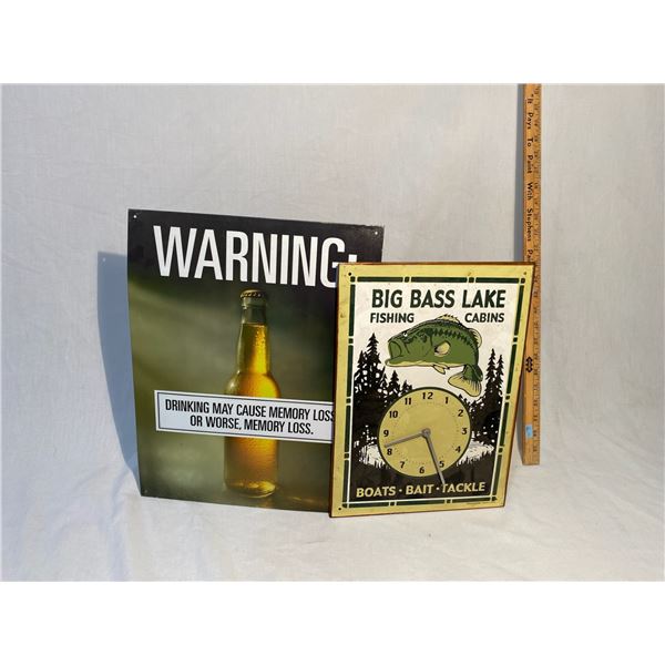 Household Décor, Beer Sign and Fishing Clock